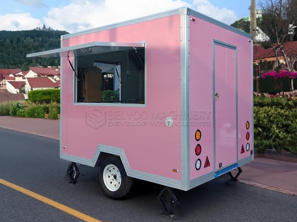 Pink Single Window Square Food Trailer