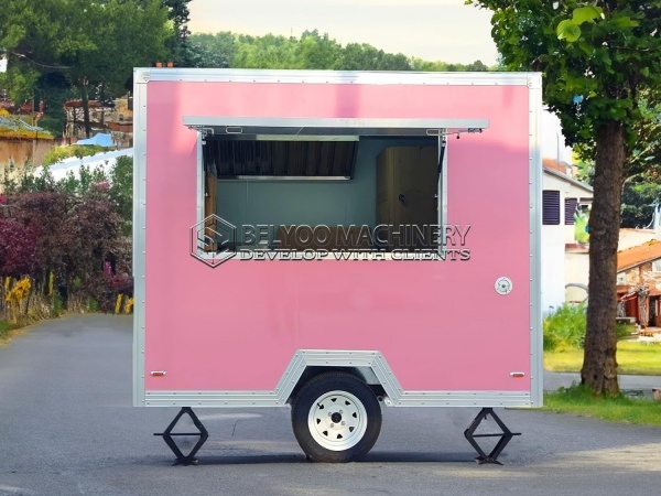 Pink Single Window Square Food Trailer