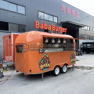 13FT Orange Airstream Food Trailer | Burger Food Trailer For Sale