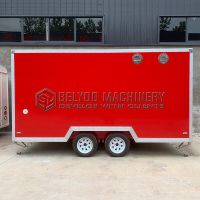 Double Window Red Square Food Trailer | Fast Food Truck for Sale - Image 2