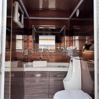Black Luxury Portable Restroom Trailer Premium 2 Station Portable Toilet Trailer