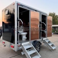 Black Luxury Portable Restroom Trailer Premium 2 Station Portable Toilet Trailer