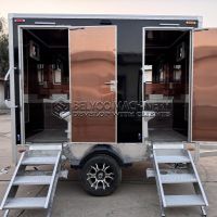 Black Luxury Portable Restroom Trailer Premium 2 Station Portable Toilet Trailer