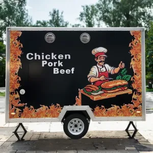 Outdoor Food Truck Trailer - Fully Equipped Kitchen for Fast Food, Coffee & Hot Dog Business, Camp Catering Ready