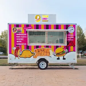 Compact Food Trailer with Mobile Kitchen Hamburger Snack Cart on Wheels Food Truck for Hot Dog Catering and Vending