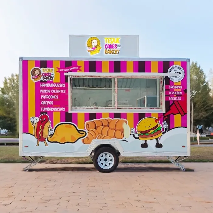 Compact Food Trailer with Mobile Kitchen Hamburger Snack Cart on Wheels Food Truck for Hot Dog Catering and Vending