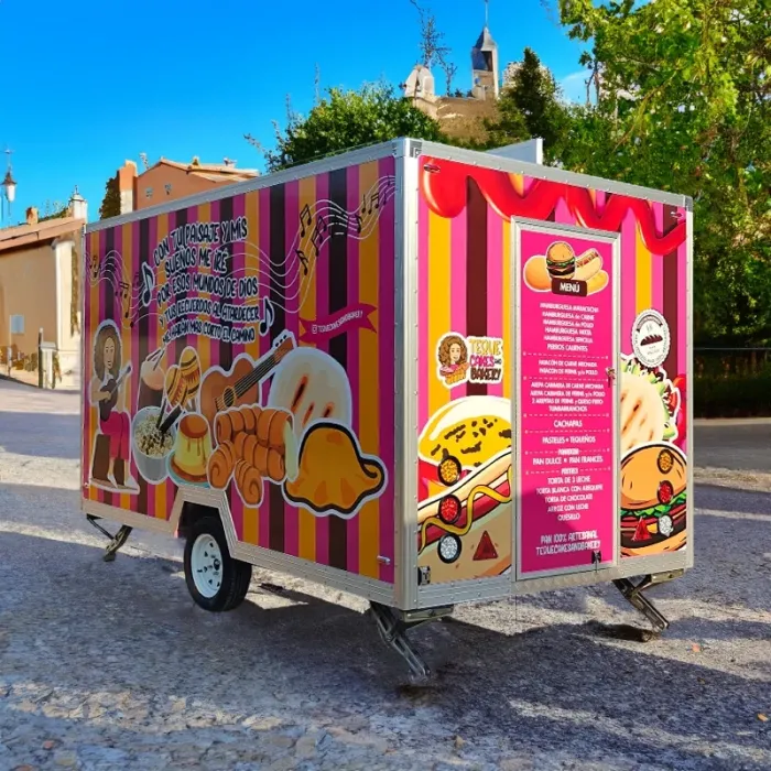 Compact Food Trailer with Mobile Kitchen Hamburger Snack Cart on Wheels Food Truck for Hot Dog Catering and Vending - Image 3
