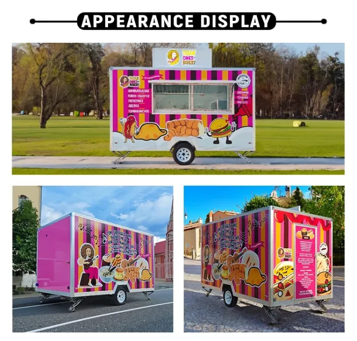 Compact Food Trailer with Mobile Kitchen Hamburger Snack Cart on Wheels Food Truck for Hot Dog Catering and Vending - Image 4