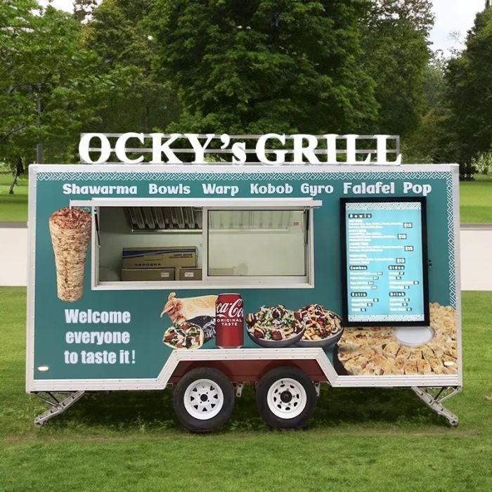 Food Trailer Mobile Food Truck Ice Cream Hot Dog Carts for Commercial Fully Equipment Food Trailer Customized Hot Dog Carts Food Trailer Truck with Full Kitchen