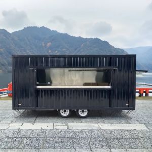 Customizable Food Truck Trailer - Mobile Kitchen with Hot Dog Cart Setup, Refrigeration for Street Vending & Catering Services