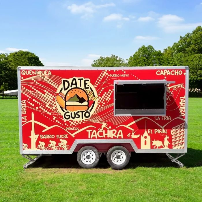 Outdoor Food Truck Trailer –Food Truck With Fully Equipped Kitchen for Fast Food, Hot Dog Business & Camp Catering