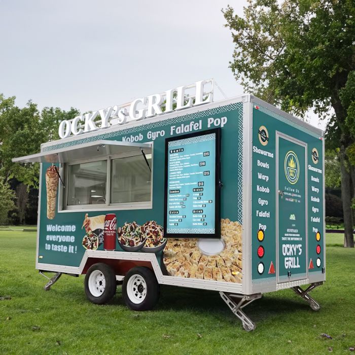 Food Trailer Mobile Food Truck Ice Cream Hot Dog Carts for Commercial Fully Equipment Food Trailer Customized Hot Dog Carts Food Trailer Truck with Full Kitchen - Image 3