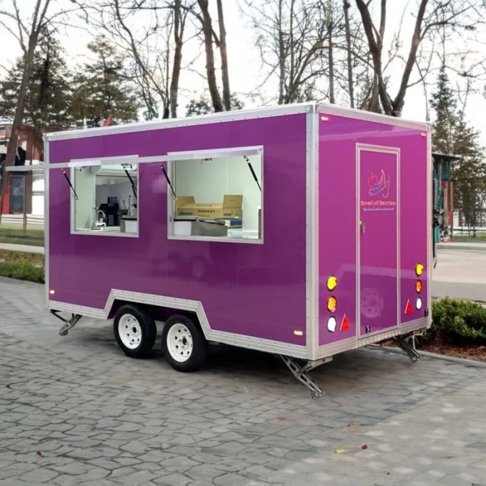 Concession Food Trailer - Food Truck Trailer Mobile Kitchen with Hot D og Cart, Full Cooking Setup & Refrigeration for Street Vending & Business - Image 3