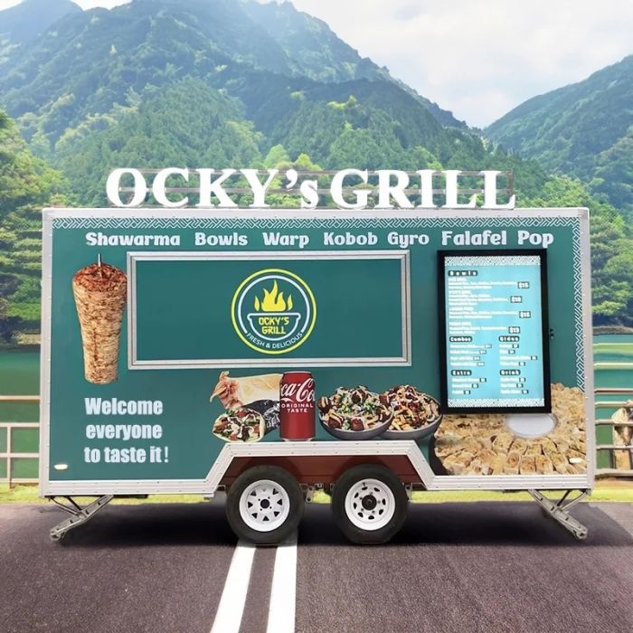 Food Trailer Mobile Food Truck Ice Cream Hot Dog Carts for Commercial Fully Equipment Food Trailer Customized Hot Dog Carts Food Trailer Truck with Full Kitchen - Image 4