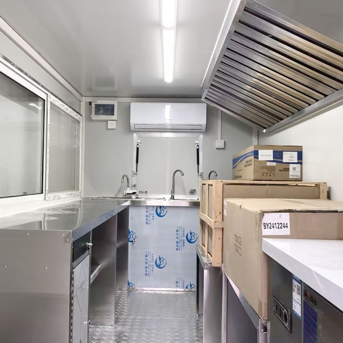 Food Trailer Mobile Food Truck Ice Cream Hot Dog Carts for Commercial Fully Equipment Food Trailer Customized Hot Dog Carts Food Trailer Truck with Full Kitchen - Image 5